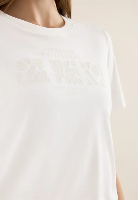 Koszulka Basic z nadrukiem z przodu vanilla white Koszulka Basic z nadrukiem z przodu vanilla white