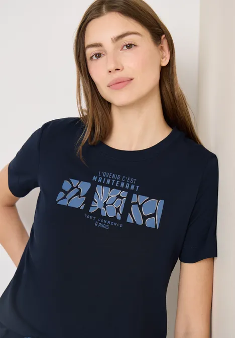 Koszulka Basic z nadrukiem z przodu universal blue Koszulka Basic z nadrukiem z przodu universal blue