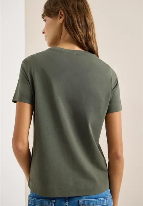 T-shirt basique avec imprimé sur le devant khaki