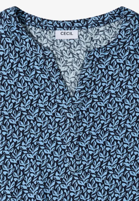 Shirt met gespleten hals en print universal blue