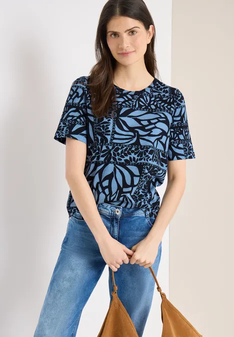 Shirt mit Patchwork Print universal blue