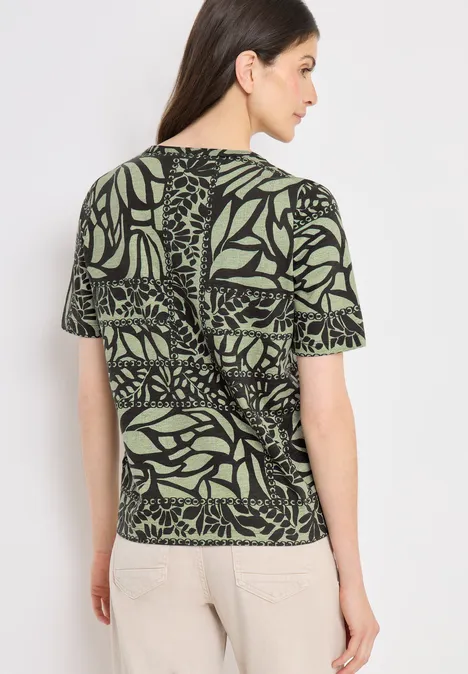 T-shirt avec imprimé patchwork raw khaki