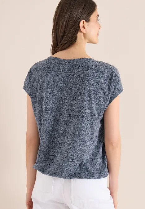 T-shirt au look dévoré avec boatneck universal blue melange