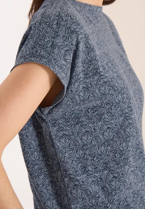 T-shirt au look dévoré avec boatneck universal blue melange