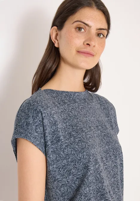 T-shirt au look dévoré avec boatneck universal blue melange
