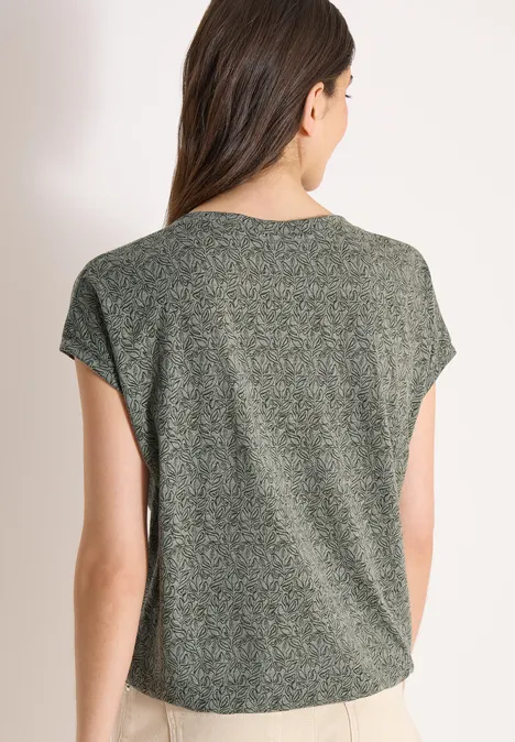 T-shirt au look dévoré avec boatneck khaki melange