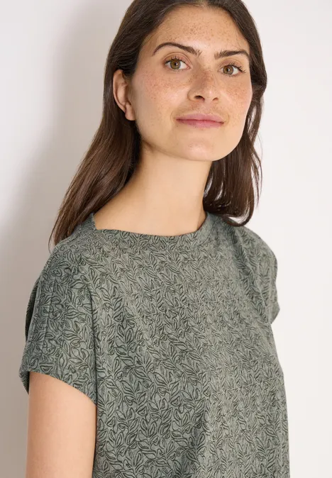 T-shirt au look dévoré avec boatneck khaki melange