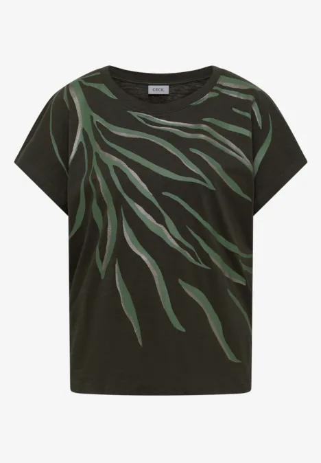 T-shirt à col rond et imprimé sur le devant raw khaki