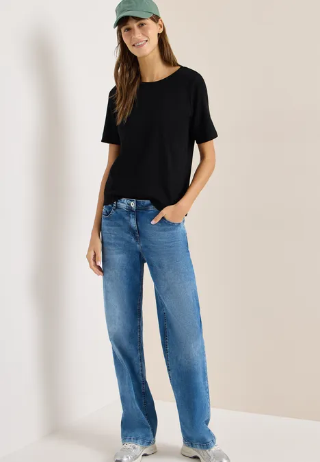 Basic Rippstruktur T-Shirt Black Basic Rippstruktur T-Shirt Black