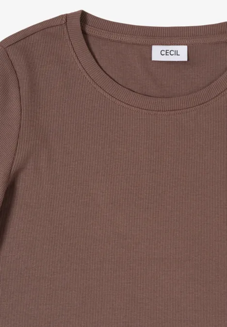 T-shirt basique à structure côtelée urban taupe