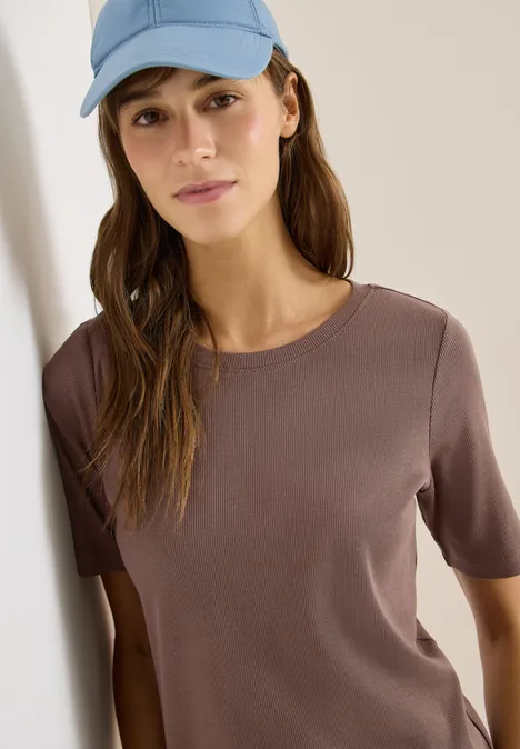 T-shirt basique à structure côtelée urban taupe