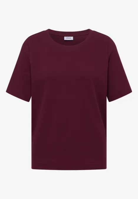 Basic T-Shirt in Rippstruktur sweet grape red Basic T-Shirt in Rippstruktur sweet grape red