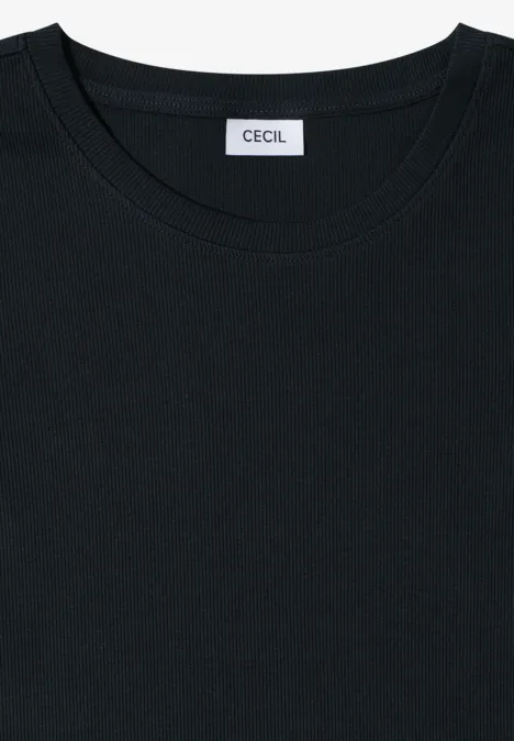 Basic T-Shirt in Rippstruktur palm breeze green