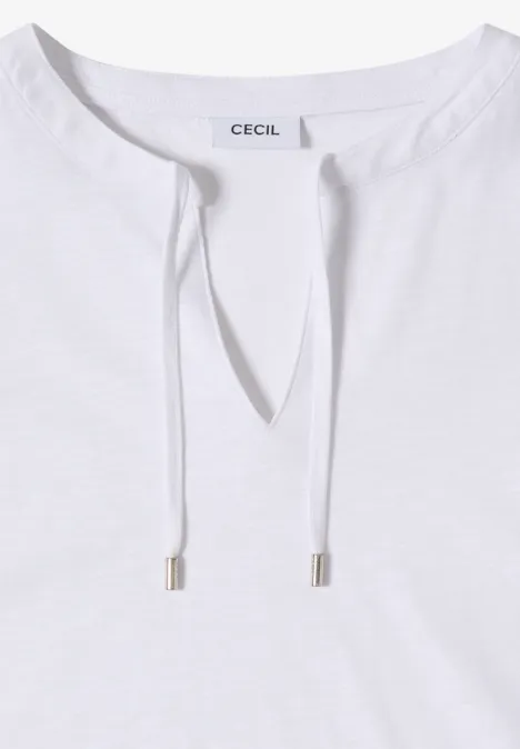 Kurzarm Shirt mit Split Neck White