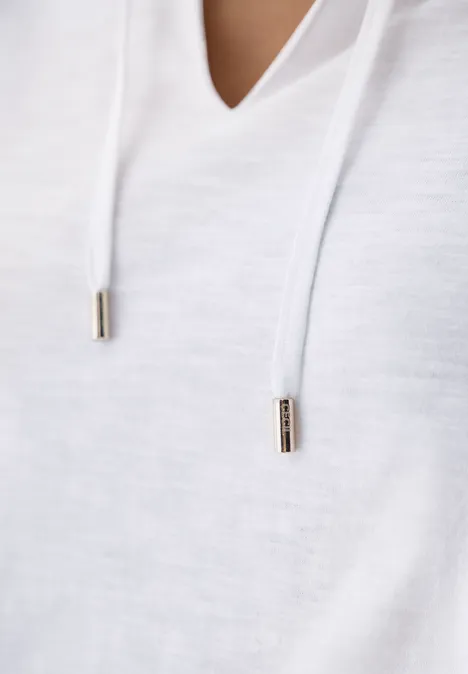 Kurzarm Shirt mit Split Neck White