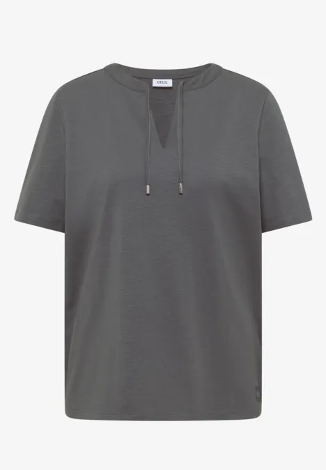 Kurzarm Shirt mit Split Neck graphite light grey