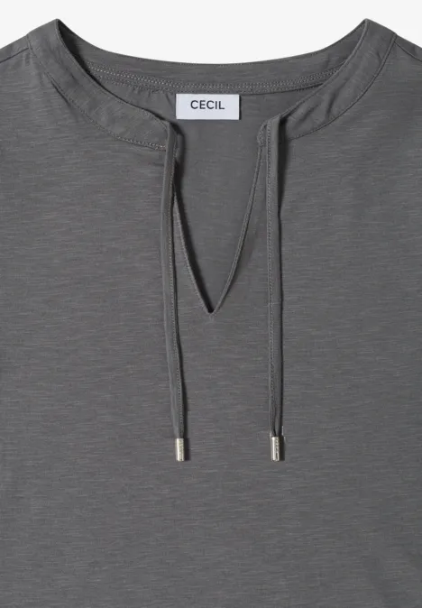 Kurzarm Shirt mit Split Neck graphite light grey
