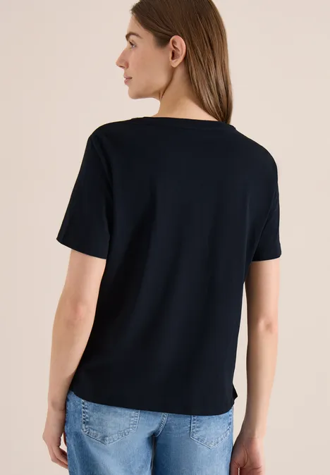 Kurzarm Shirt mit Split Neck universal blue