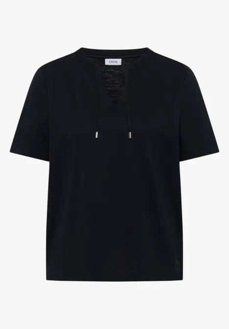 Kurzarm Shirt mit Split Neck universal blue