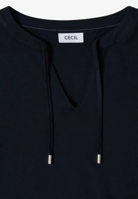 Kurzarm Shirt mit Split Neck universal blue