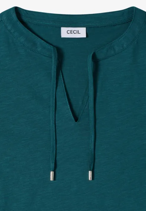 Shirt met korte mouwen en gespleten hals jungle green