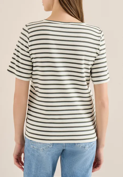 Basic Rippstruktur T-Shirt khaki