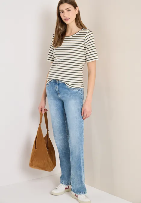 Basic Rippstruktur T-Shirt khaki