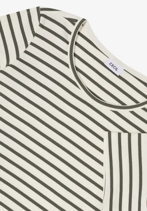 Basic Rippstruktur T-Shirt khaki