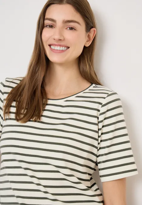 Basic Rippstruktur T-Shirt khaki