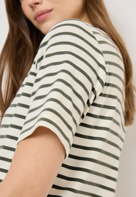 Basic Rippstruktur T-Shirt khaki