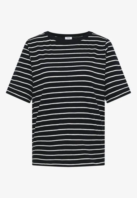 Zwart T-shirt met witte horizontale strepen