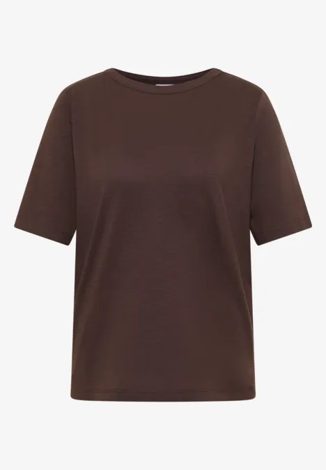 Shirt met strepen in een 2-pack macchiato brown/blush rose Een effen bruin T-shirt met korte mouwen, ronde hals en een klassieke pasvorm.