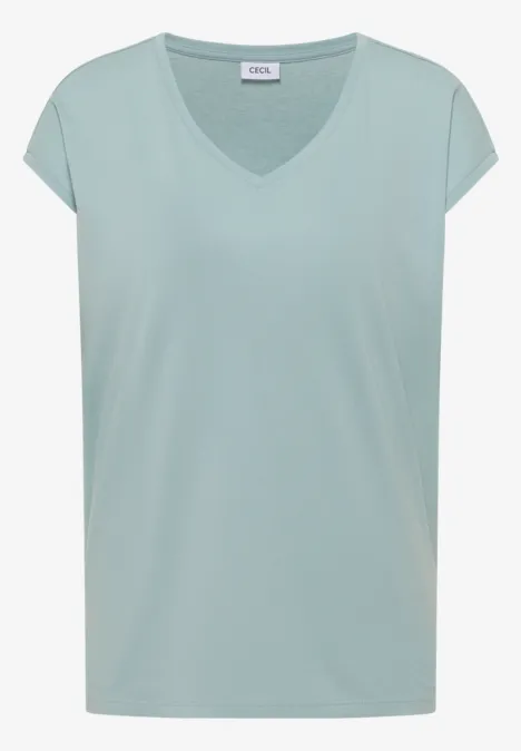 Leichtes mintgrünes Kurzarmshirt mit V-Ausschnitt.