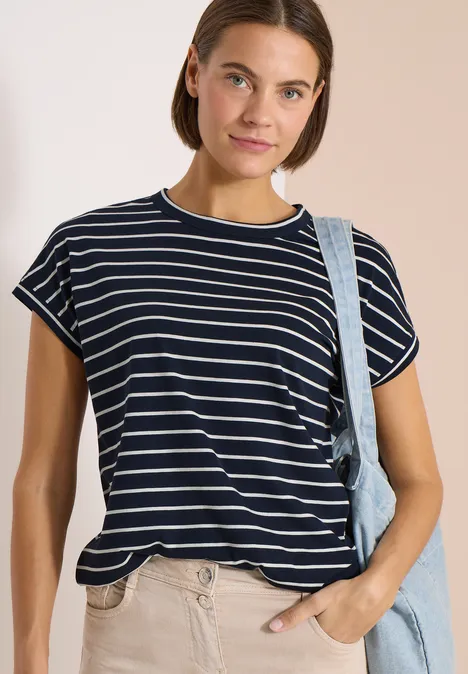 T-Shirt mit Rundhals und Streifen universal blue
