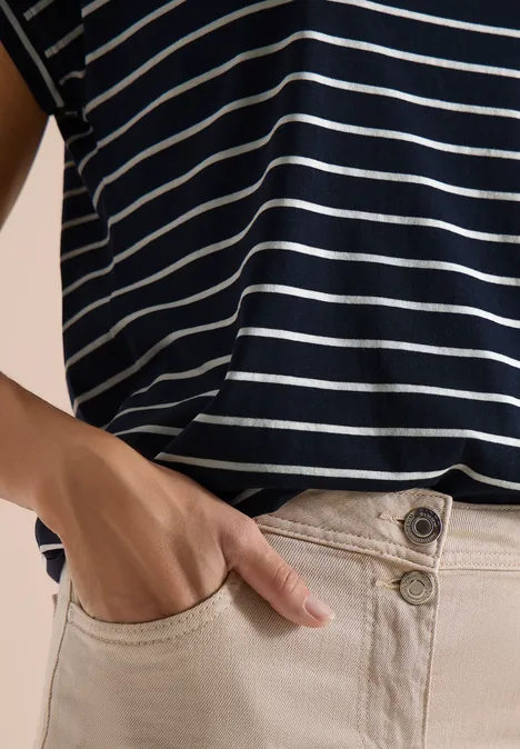 T-Shirt mit Rundhals und Streifen universal blue