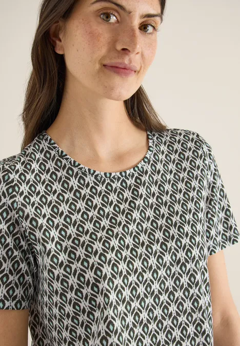 T-shirt basique avec impression minimale khaki