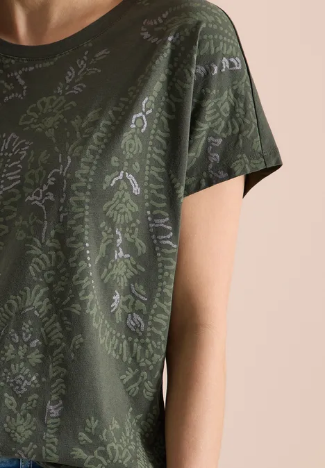 T-Shirt mit Rundhals und Frontprint khaki T-Shirt mit Rundhals und Frontprint khaki
