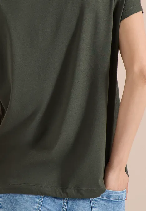 T-Shirt mit Rundhals und Frontprint khaki T-Shirt mit Rundhals und Frontprint khaki