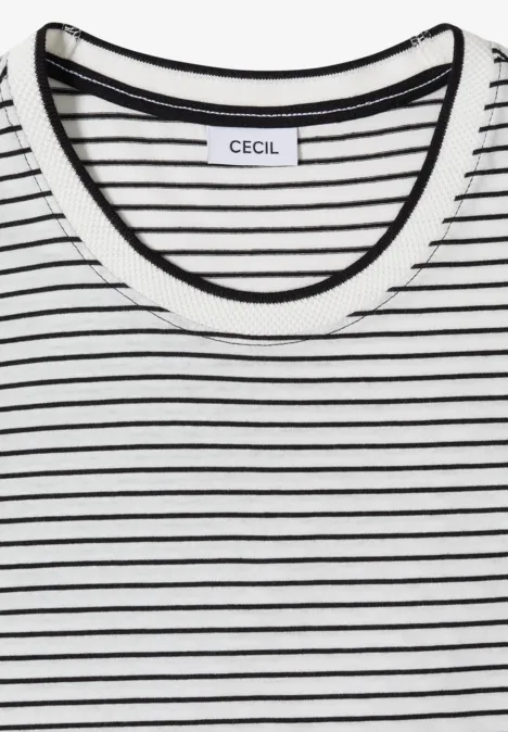 Shirt met korte mouwen, ronde hals en strepen Black