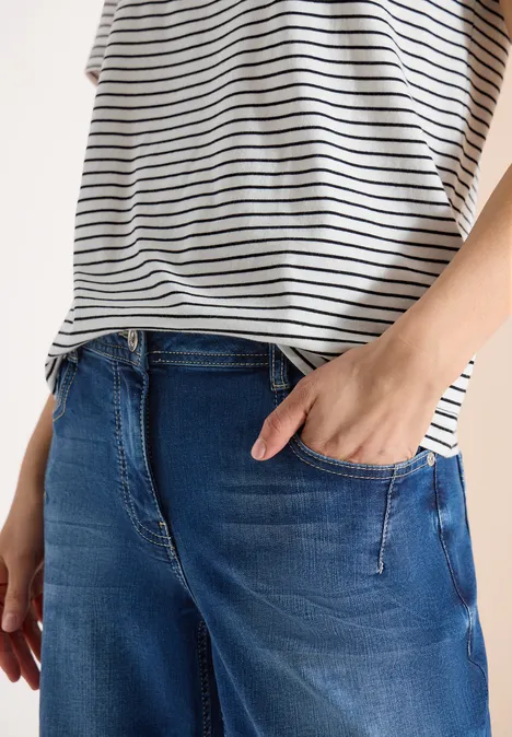 Shirt met korte mouwen, ronde hals en strepen Black