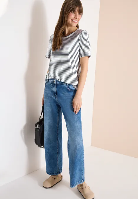 Shirt met korte mouwen, ronde hals en strepen universal blue