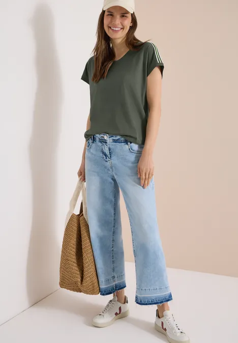 Kurzarm T-Shirt mit Tape-Detail khaki