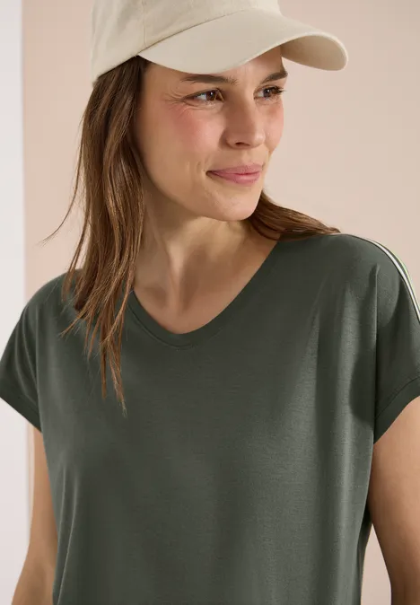 Kurzarm T-Shirt mit Tape-Detail khaki