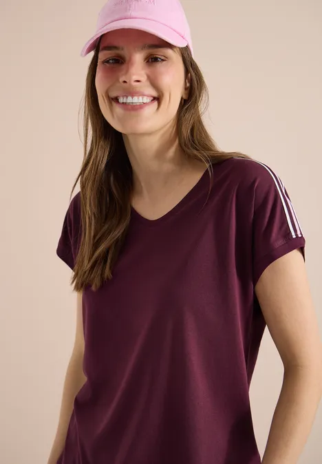 Kurzarm T-Shirt mit Tape-Detail sweet grape red