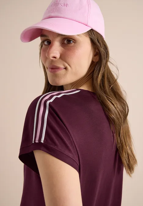 Kurzarm T-Shirt mit Tape-Detail sweet grape red