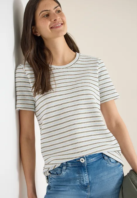 T-shirt à manches courtes avec col rond et structure vanilla white