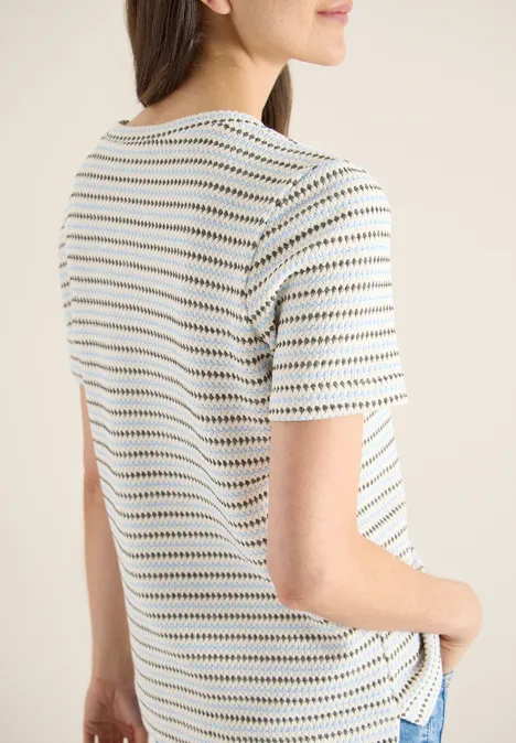 T-shirt à manches courtes avec col rond et structure vanilla white