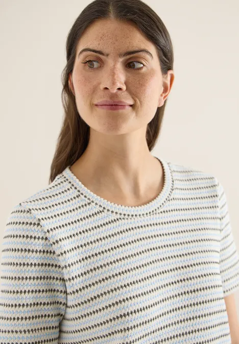 T-shirt à manches courtes avec col rond et structure vanilla white