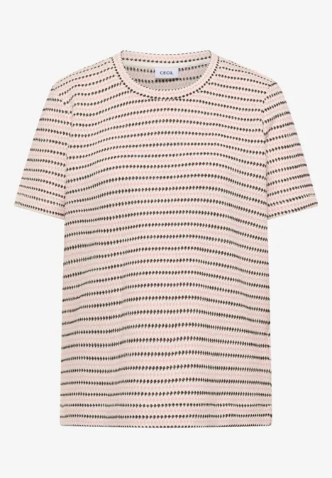 Kurzarm Shirt mit Rundhals und Struktur sweet grape red