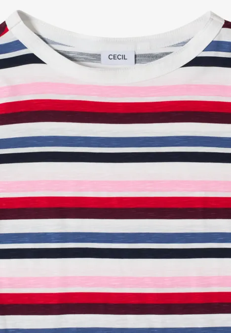 Kurzarm Shirt mit Multicolor Streifen universal blue